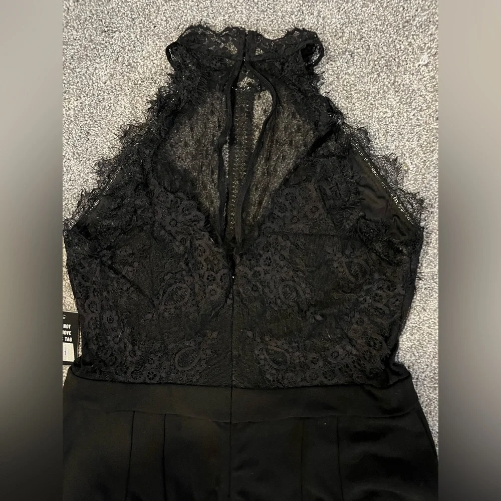 NWT EXPRESS Lace Halter Black Jumpsuit - Picture 3 of 11